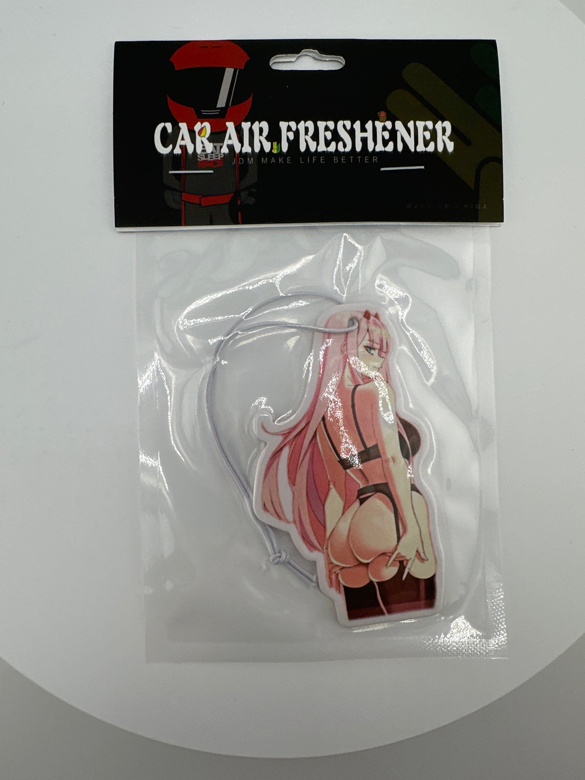 Anime waifu in bikini with pink hair Air Freshener - Chicano Spot