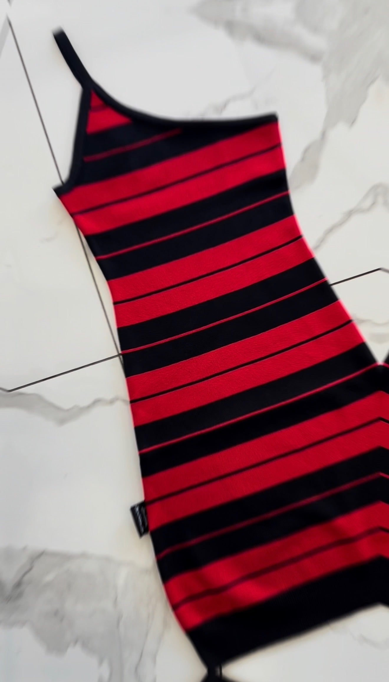 Womens Single Spaghetti Strap Charlie Red/Black Dress
