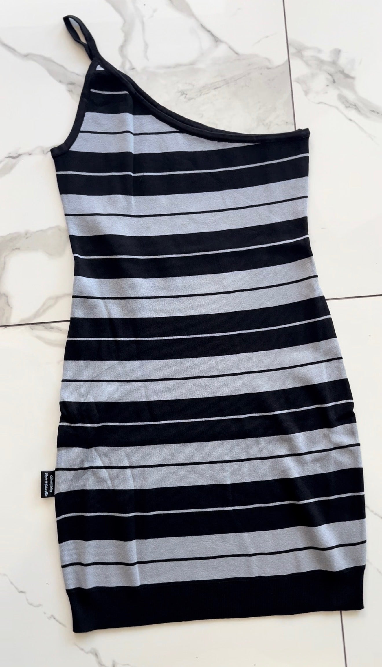 Womens Single Spaghetti Strap Charlie Black/Gray Dress