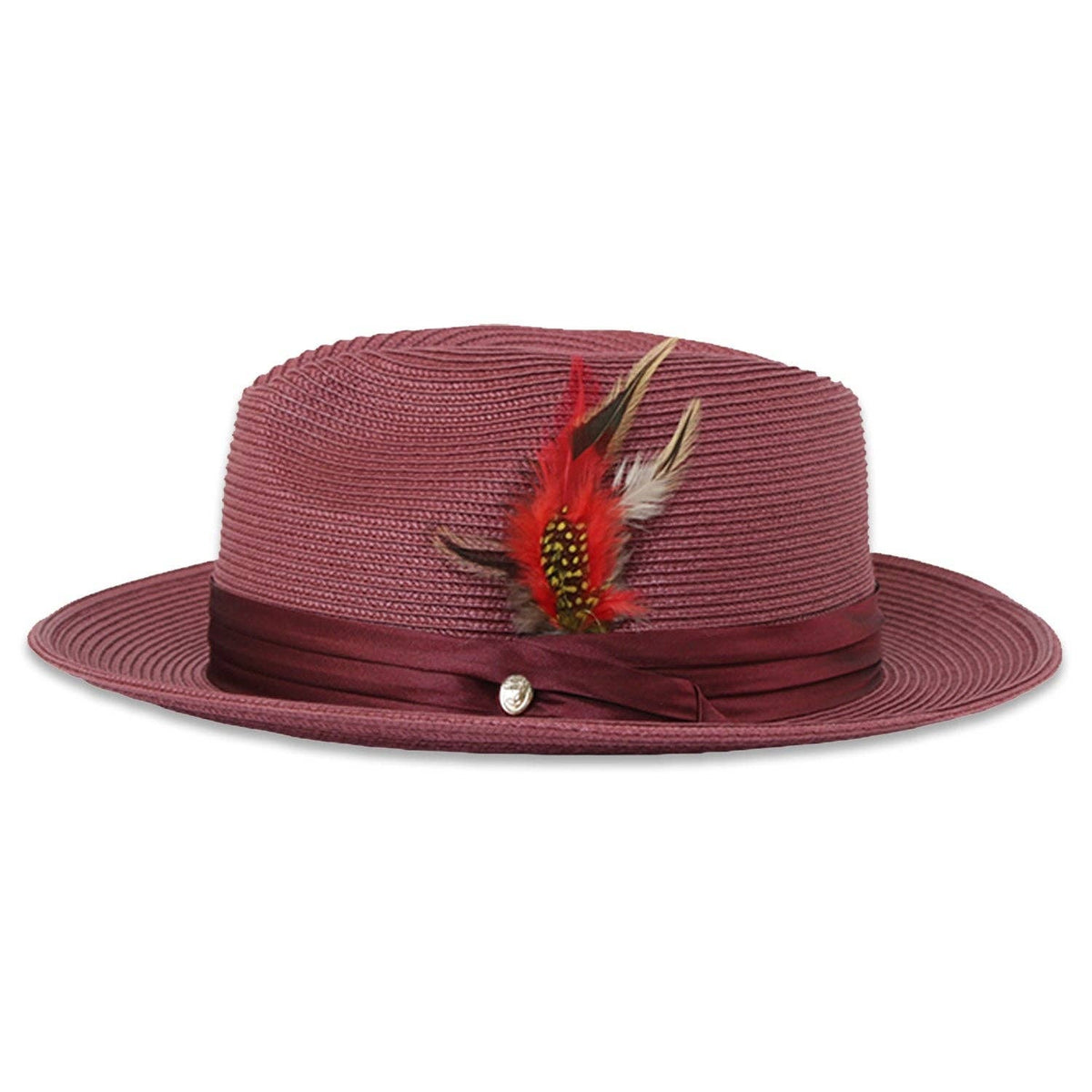 Tapa Crushable Straw Hat Fedora in Burgundy - Chicano Spot