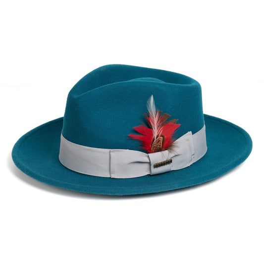 Crushable Acid Blue 100% Australian Wool Fedora Hat - Chicano Spot