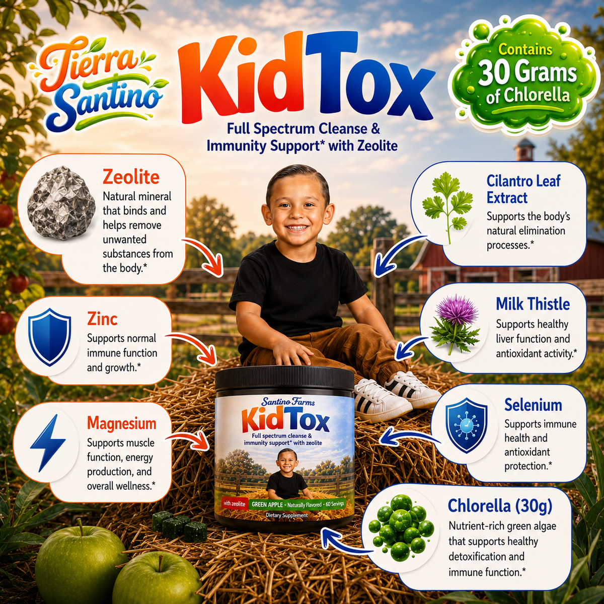 KidTox Full Spectrum Kids Wellness Gummies – Apple Flavor – Detox– 8 OZ Autism