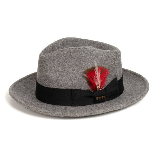 Crushable Grey Melange 100% Australian Wool Fedora Hat - Chicano Spot