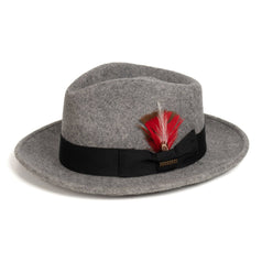 Crushable Grey Melange 100% Australian Wool Fedora Hat - Chicano Spot