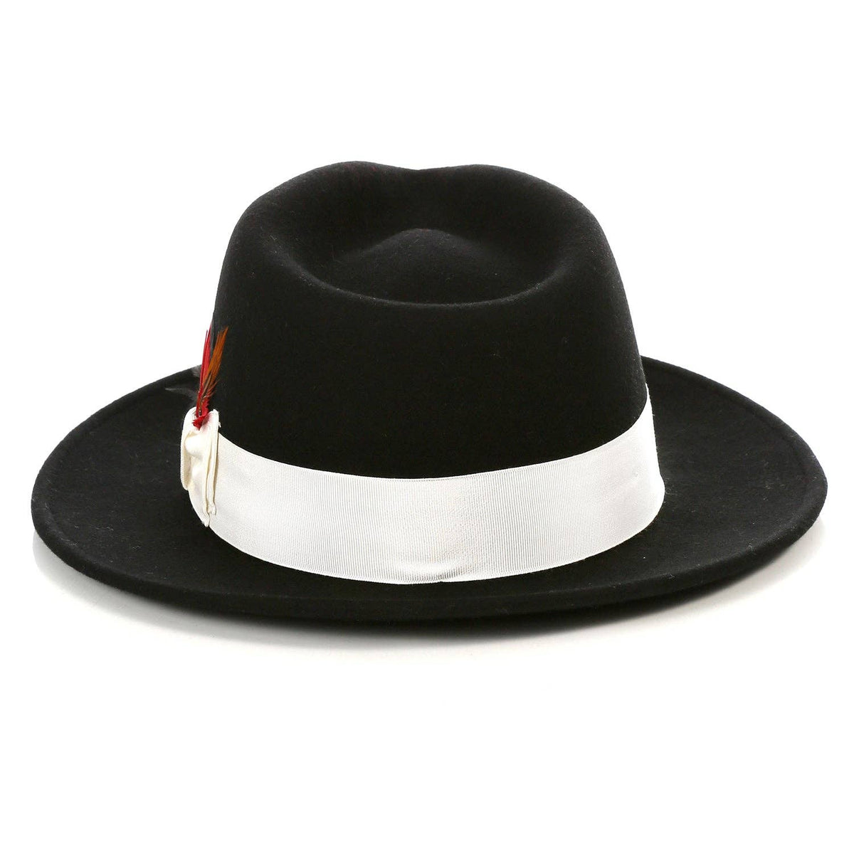 Crushable Black/White 100% Australian Wool Fedora Hat - Chicano Spot