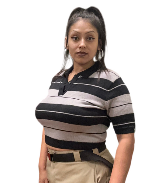 California Lowrider Rider Charlie Brown Crop Top- Black/Grey - Chicano Spot