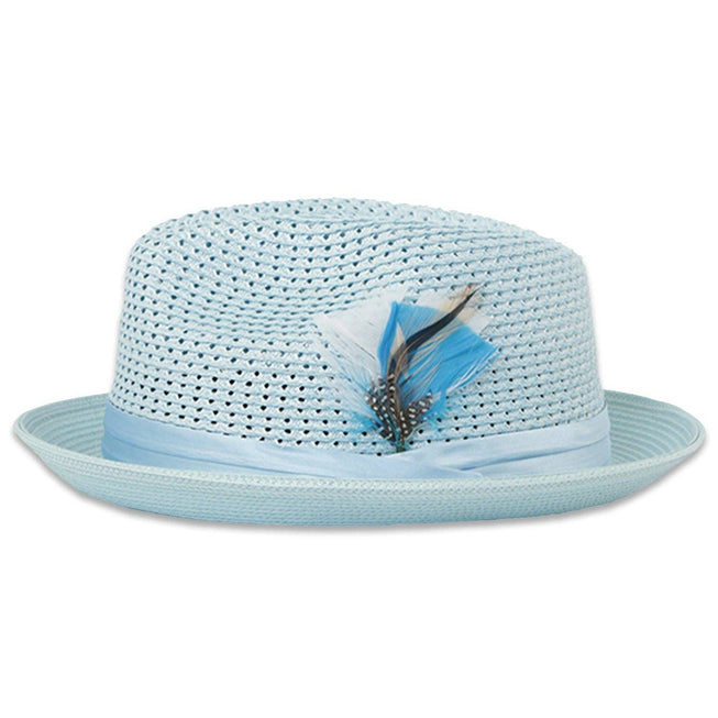 Castor Crushable Straw Hat Fedora in Sky Blue - Chicano Spot