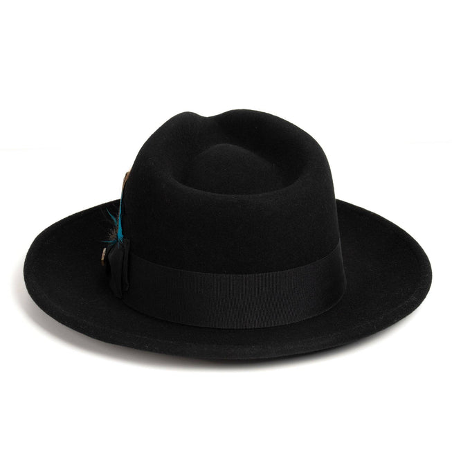 Crushable Black 100% Australian Wool Fedora Hat - Chicano Spot