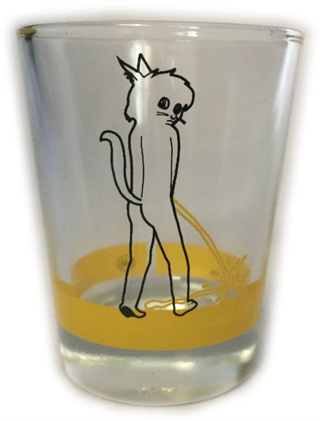 Funny Shot Glass "Peeing Cat " 2 oz - Chicano Spot