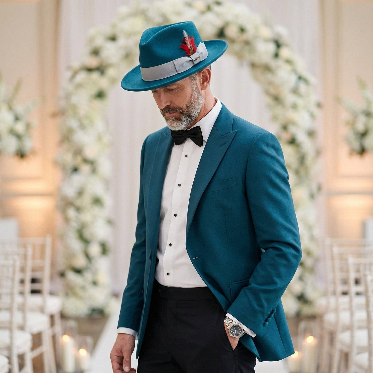 Crushable Acid Blue 100% Australian Wool Fedora Hat - Chicano Spot