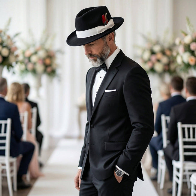 Crushable Black/White 100% Australian Wool Fedora Hat - Chicano Spot