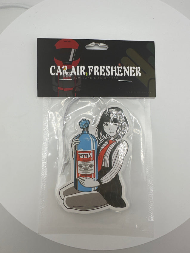 Anime waifu holding Nos car tank air Freshener - Chicano Spot