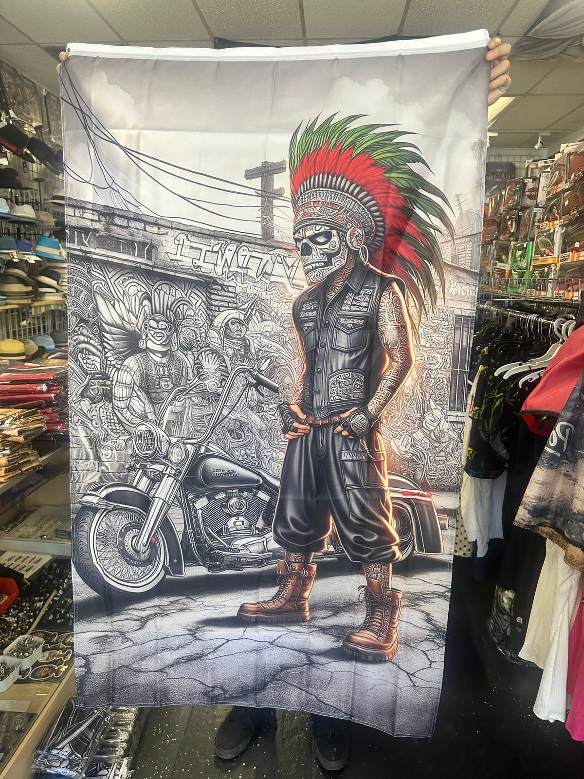 Aztec Warrior Headpiece Flag 3x5 feet