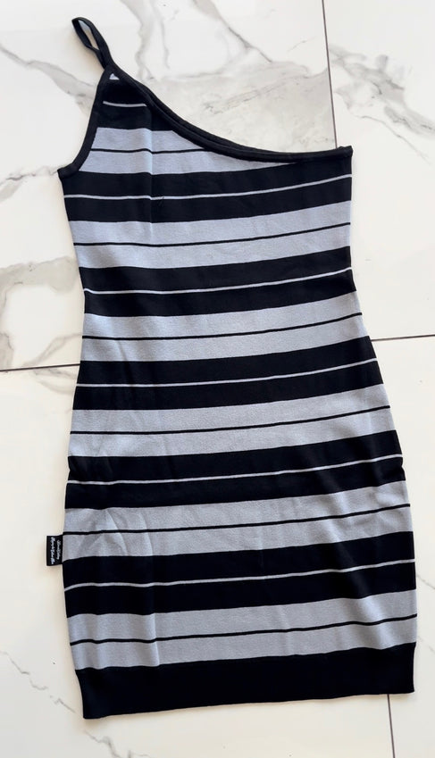 Womens Single Spaghetti Strap Charlie Black/Gray Dress