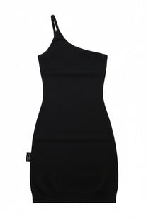 Womens Single Spaghetti Strap Charlie Brown Black Dress