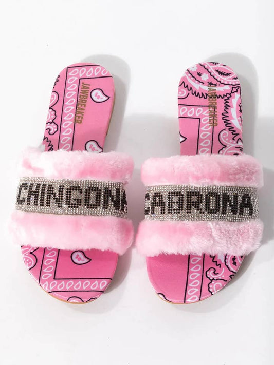 Pink Sandals Chingona Cabrona Slides