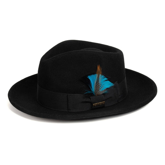Crushable Black 100% Australian Wool Fedora Hat - Chicano Spot