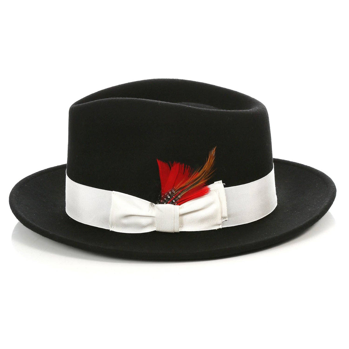 Crushable Black/White 100% Australian Wool Fedora Hat - Chicano Spot