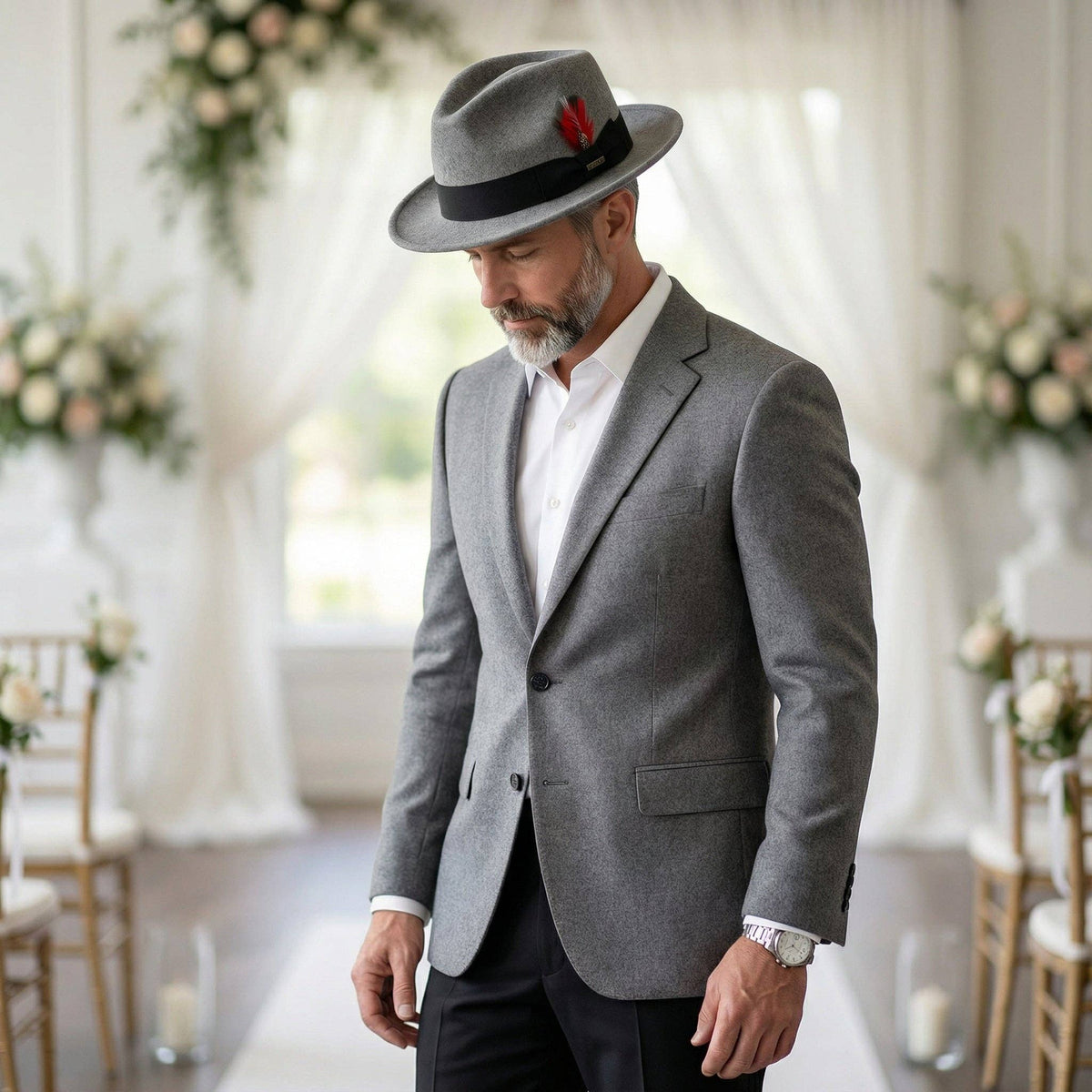 Crushable Grey Melange 100% Australian Wool Fedora Hat - Chicano Spot